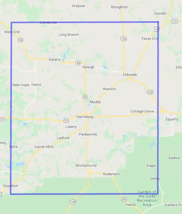 County level USDA loan eligibility boundaries for Saline, Illinois