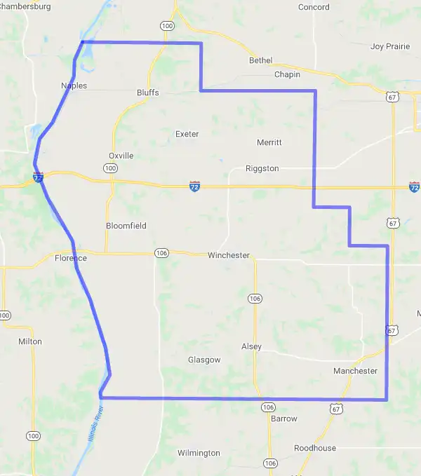 County level USDA loan eligibility boundaries for Scott, Illinois