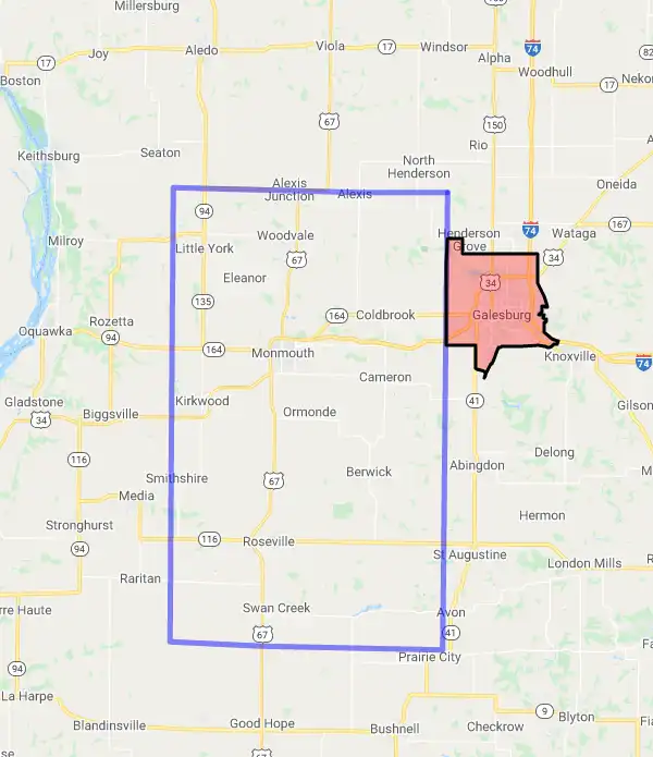 County level USDA loan eligibility boundaries for Warren, Illinois