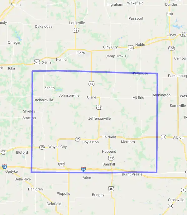 County level USDA loan eligibility boundaries for Wayne, Illinois