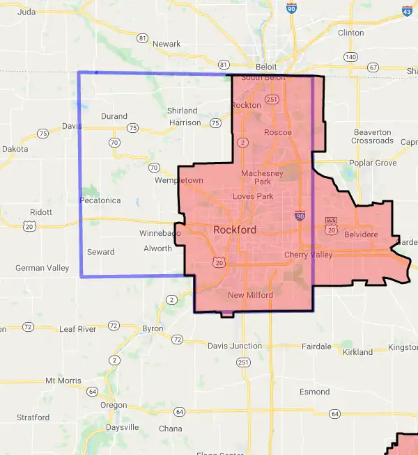 County level USDA loan eligibility boundaries for Winnebago, Illinois