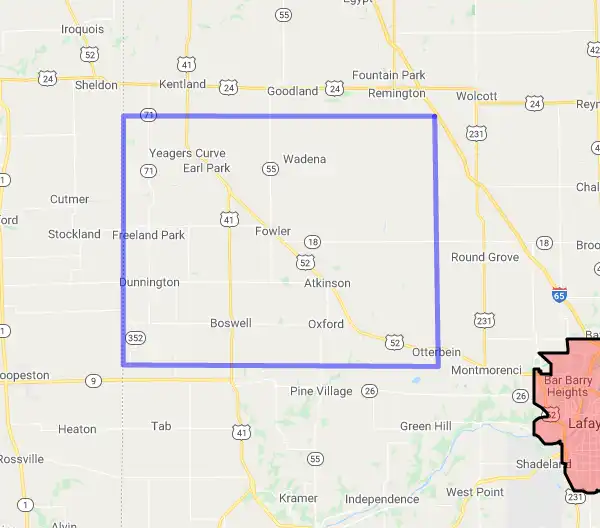 County level USDA loan eligibility boundaries for Benton, Indiana