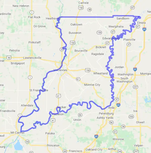 County level USDA loan eligibility boundaries for Knox, Indiana