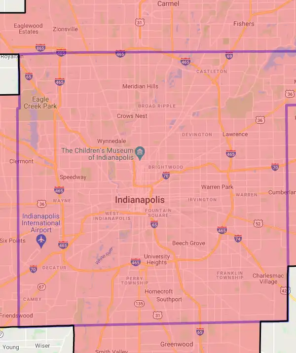County level USDA loan eligibility boundaries for Marion, Indiana