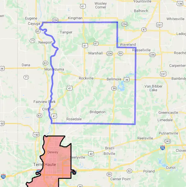 County level USDA loan eligibility boundaries for Parke, Indiana