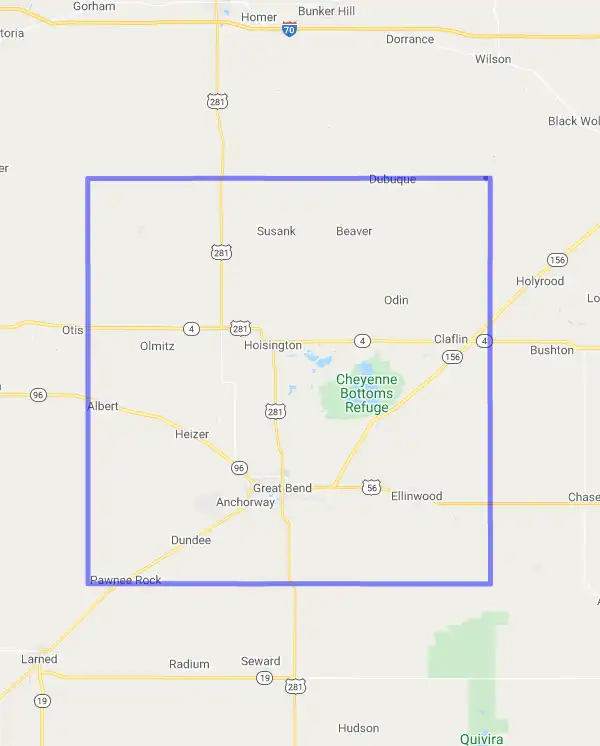County level USDA loan eligibility boundaries for Barton, KS