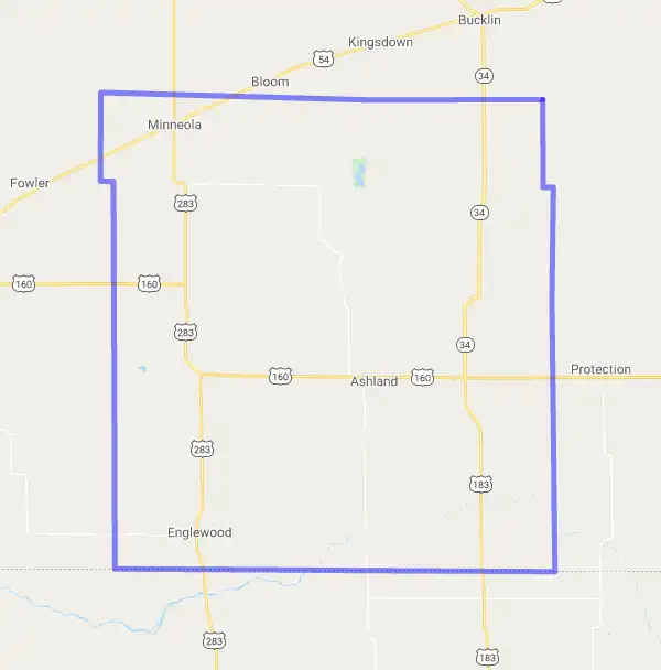 County level USDA loan eligibility boundaries for Clark, KS