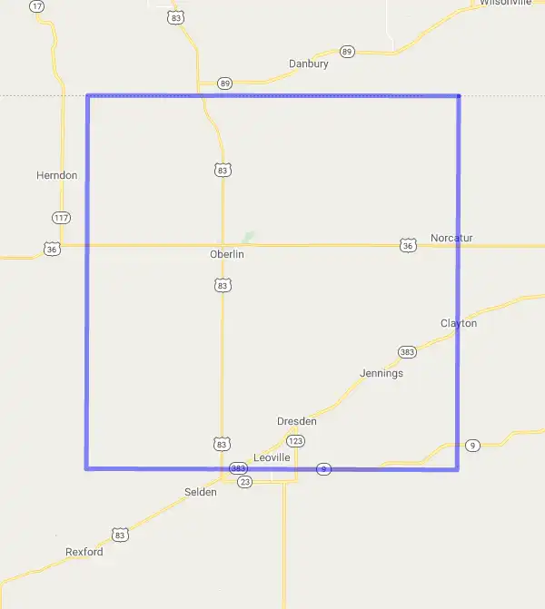 County level USDA loan eligibility boundaries for Decatur, Kansas