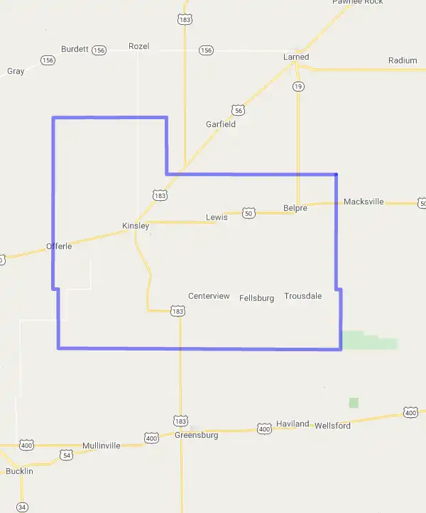 County level USDA loan eligibility boundaries for Edwards, Kansas