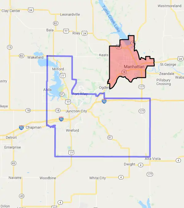 County level USDA loan eligibility boundaries for Geary, KS