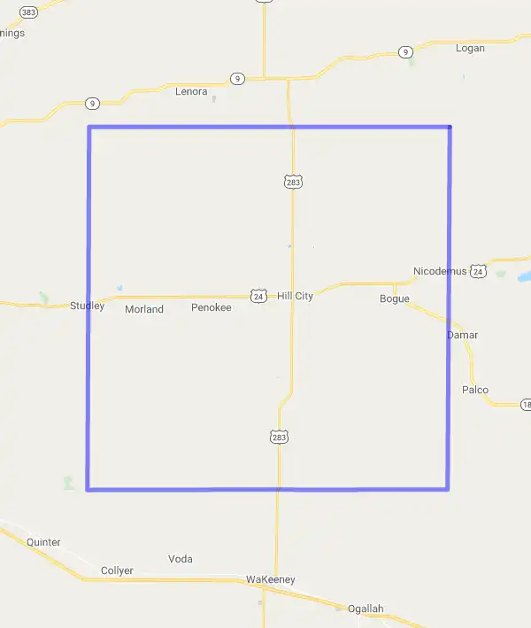 County level USDA loan eligibility boundaries for Graham, KS