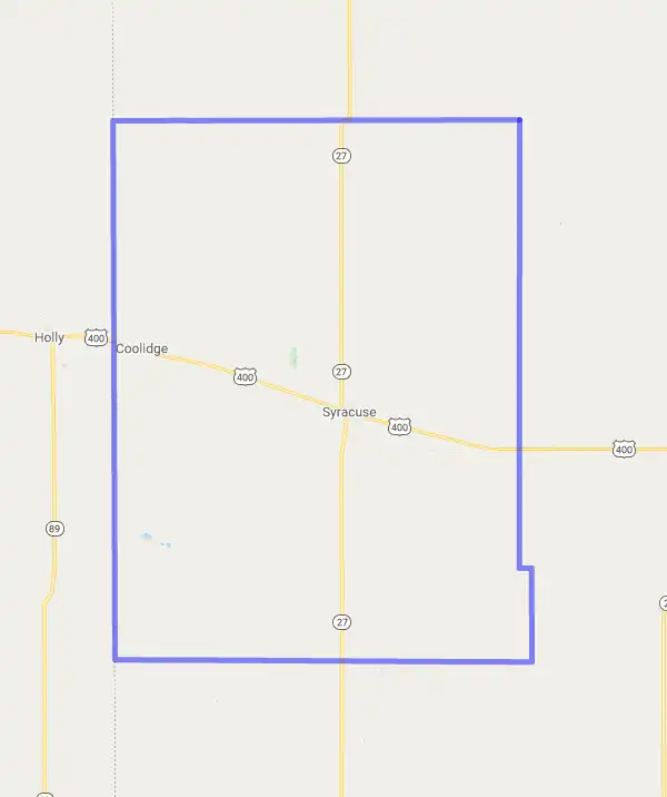 County level USDA loan eligibility boundaries for Hamilton, KS