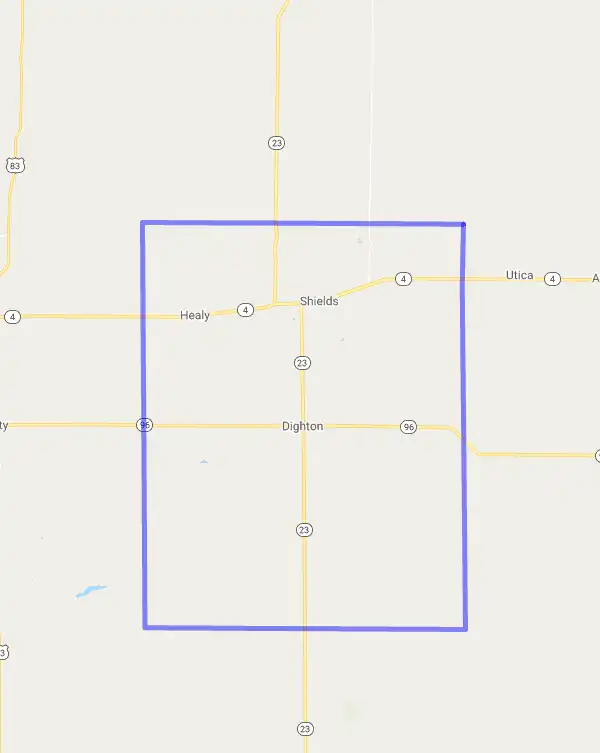 County level USDA loan eligibility boundaries for Lane, Kansas