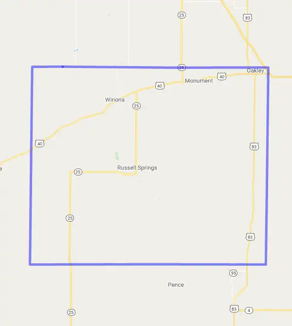 County level USDA loan eligibility boundaries for Logan, KS