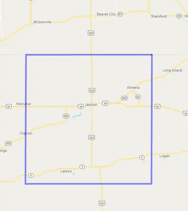 County level USDA loan eligibility boundaries for Norton, Kansas