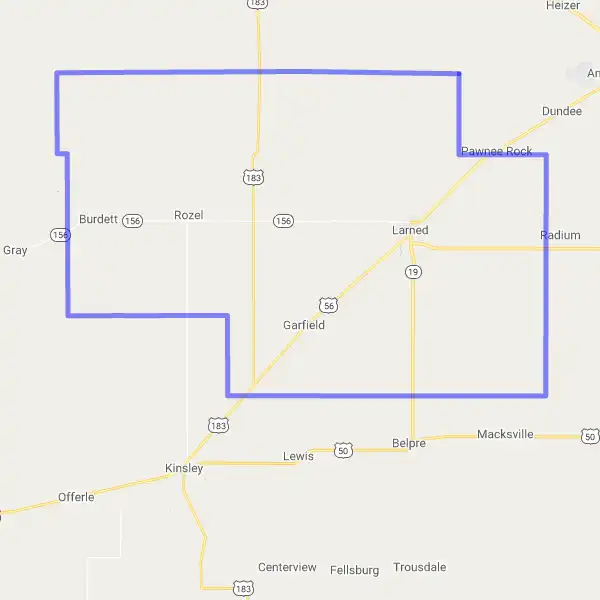 County level USDA loan eligibility boundaries for Pawnee, Kansas