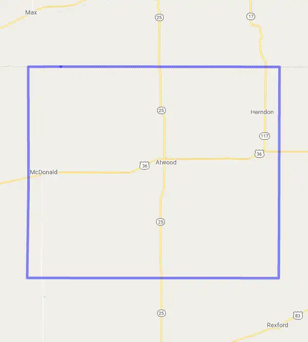County level USDA loan eligibility boundaries for Rawlins, Kansas