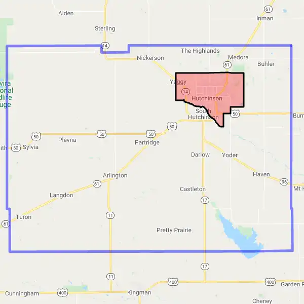 County level USDA loan eligibility boundaries for Reno, KS