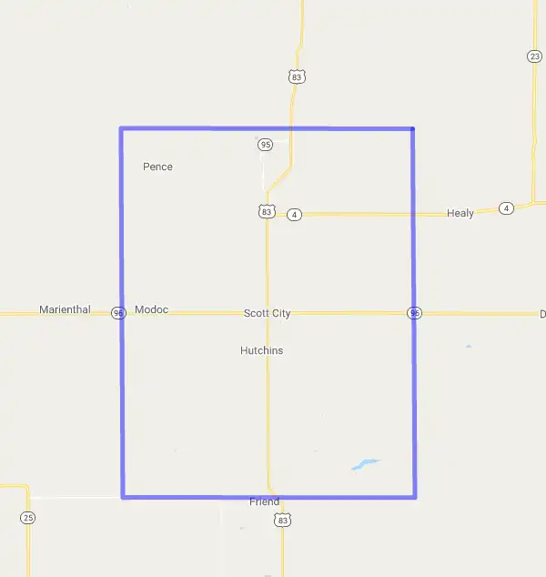 County level USDA loan eligibility boundaries for Scott, Kansas