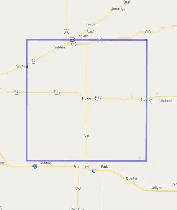 County level USDA loan eligibility boundaries for Sheridan, KS
