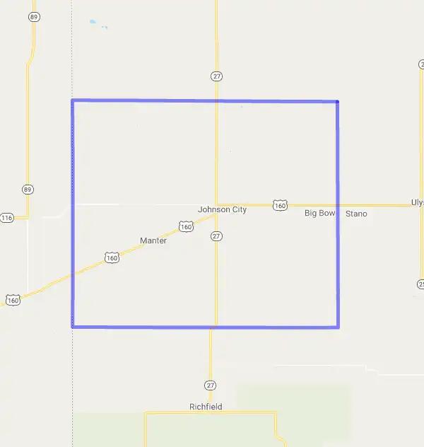 County level USDA loan eligibility boundaries for Stanton, KS