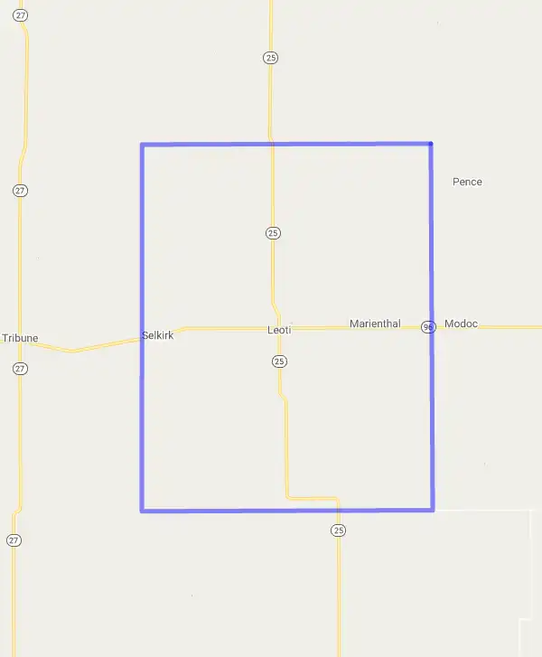 County level USDA loan eligibility boundaries for Wichita, Kansas