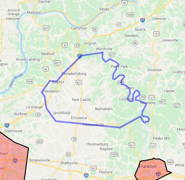 County level USDA loan eligibility boundaries for Henry, Kentucky