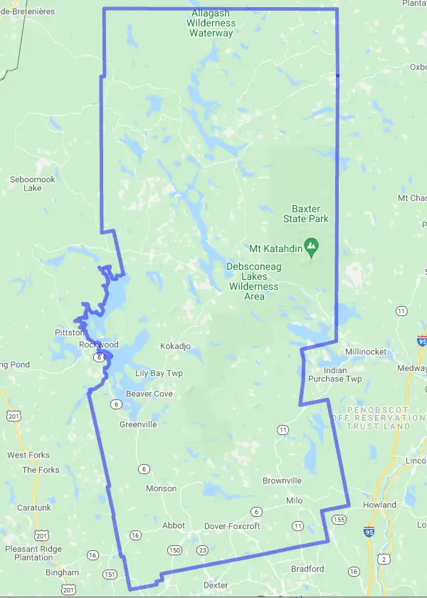 County level USDA loan eligibility boundaries for Piscataquis, Maine
