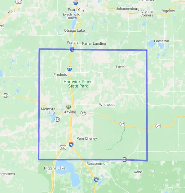 County level USDA loan eligibility boundaries for Crawford, Michigan