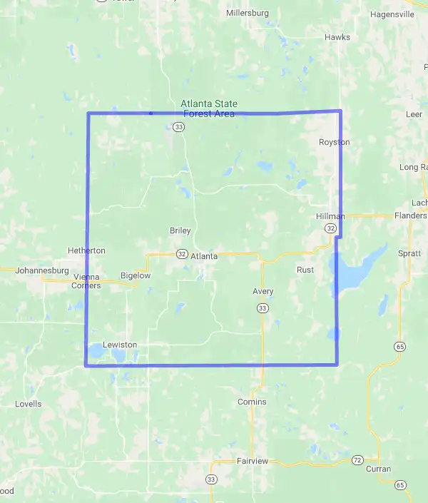 County level USDA loan eligibility boundaries for Montmorency, Michigan