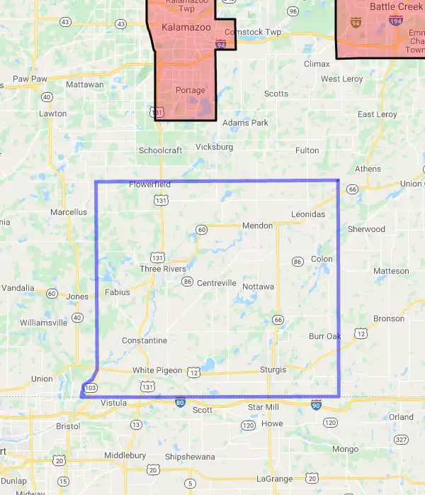 County level USDA loan eligibility boundaries for Saint Joseph, Michigan