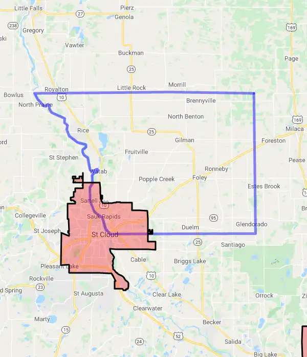 County level USDA loan eligibility boundaries for Benton, Minnesota