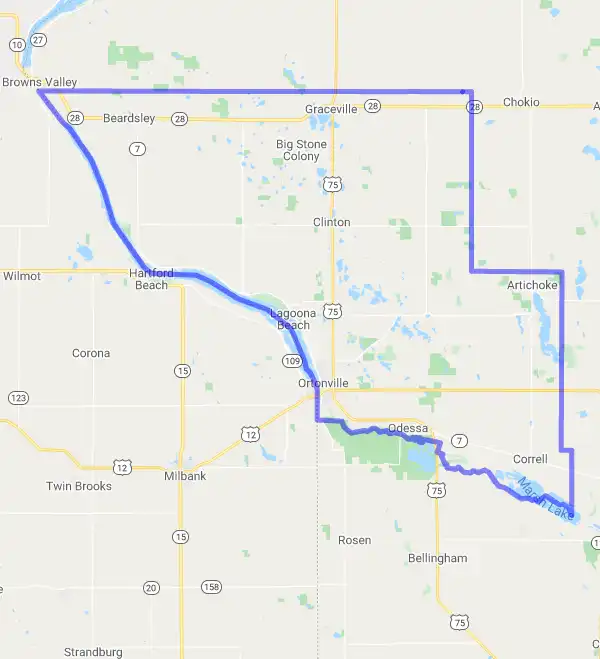County level USDA loan eligibility boundaries for Big Stone, Minnesota