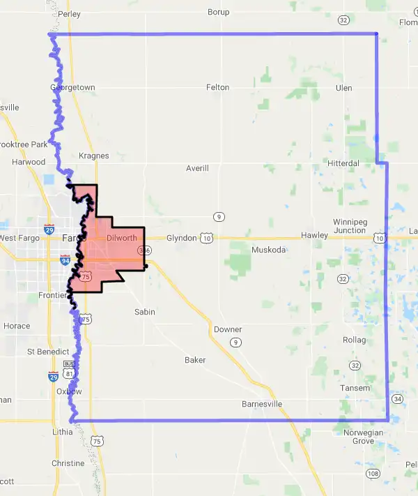 County level USDA loan eligibility boundaries for Clay, Minnesota