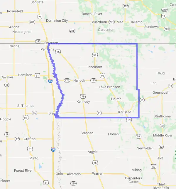 County level USDA loan eligibility boundaries for Kittson, Minnesota