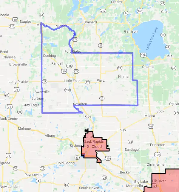 County level USDA loan eligibility boundaries for Morrison, Minnesota