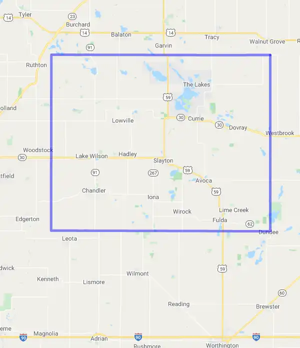 County level USDA loan eligibility boundaries for Murray, MN