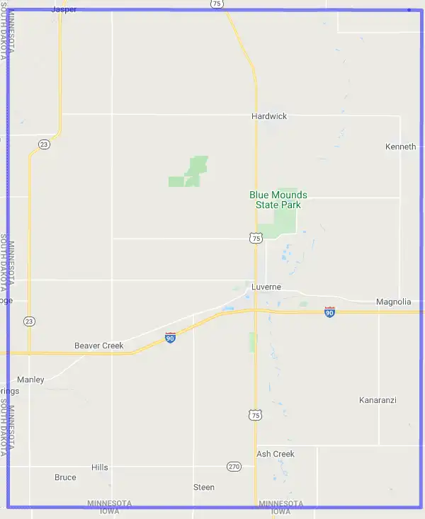 County level USDA loan eligibility boundaries for Rock, Minnesota