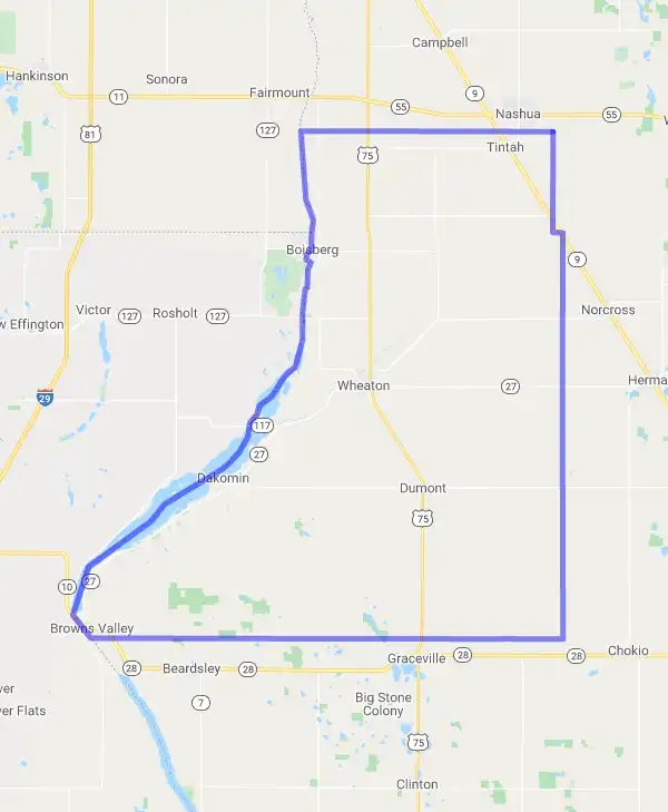 County level USDA loan eligibility boundaries for Traverse, Minnesota