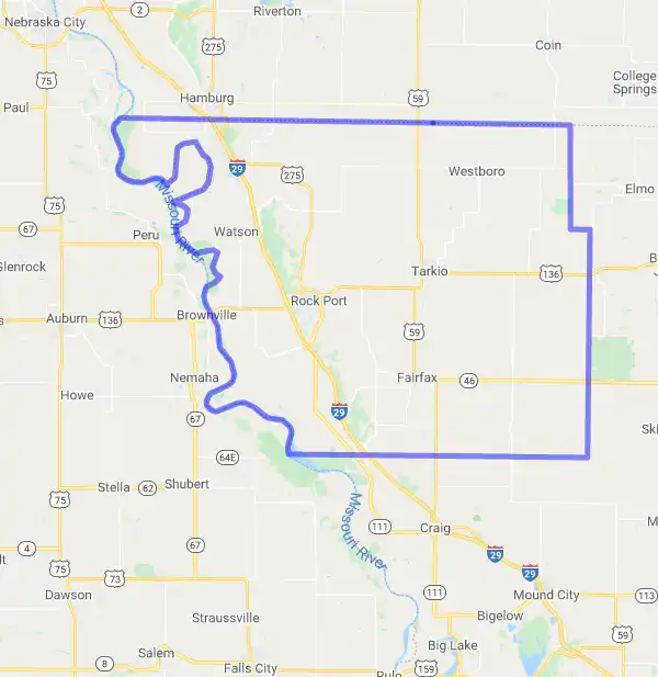 County level USDA loan eligibility boundaries for Atchison, Missouri