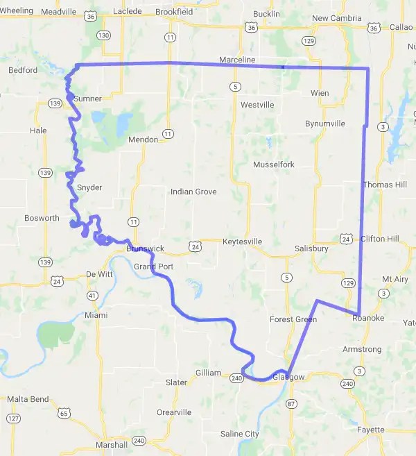 County level USDA loan eligibility boundaries for Chariton, Missouri