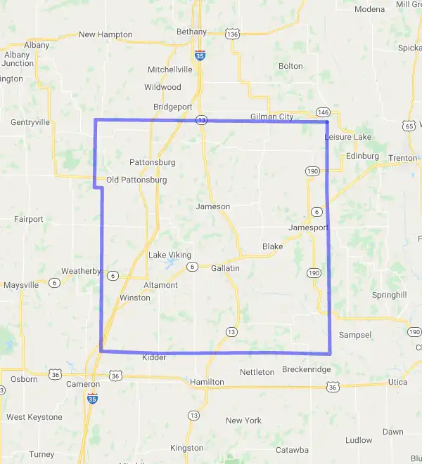County level USDA loan eligibility boundaries for Daviess, Missouri