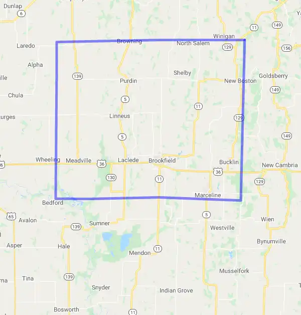 County level USDA loan eligibility boundaries for Linn, Missouri