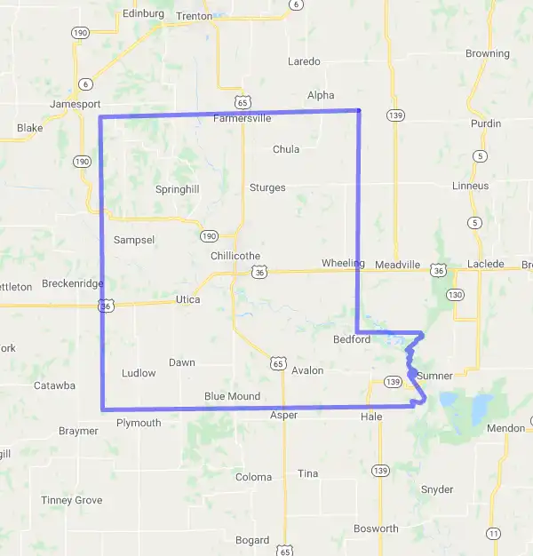 County level USDA loan eligibility boundaries for Livingston, MO
