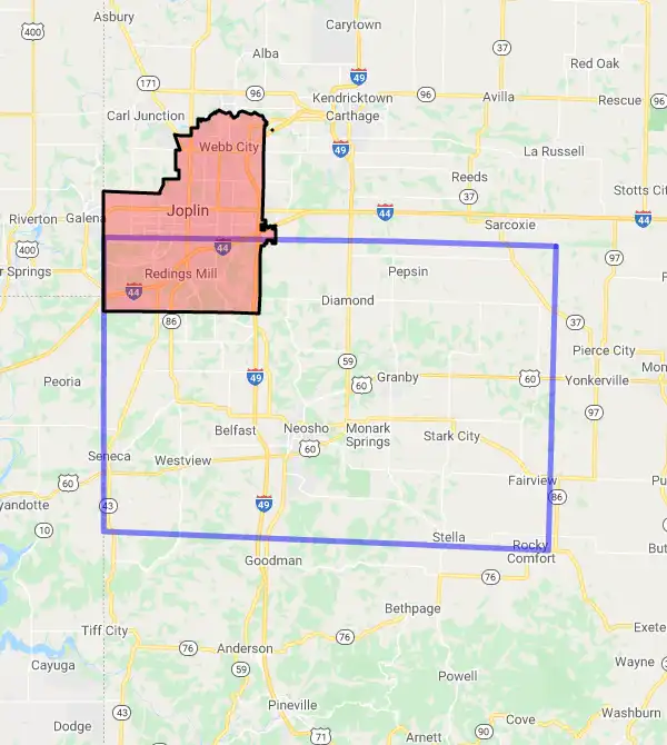 County level USDA loan eligibility boundaries for Newton, Missouri