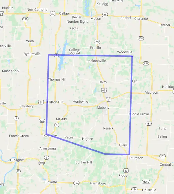 County level USDA loan eligibility boundaries for Randolph, Missouri