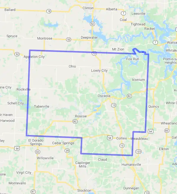 County level USDA loan eligibility boundaries for Saint Clair, Missouri