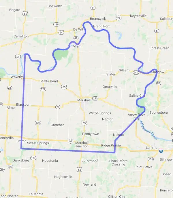 County level USDA loan eligibility boundaries for Saline, Missouri