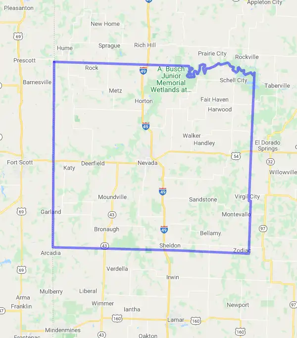 County level USDA loan eligibility boundaries for Vernon, Missouri