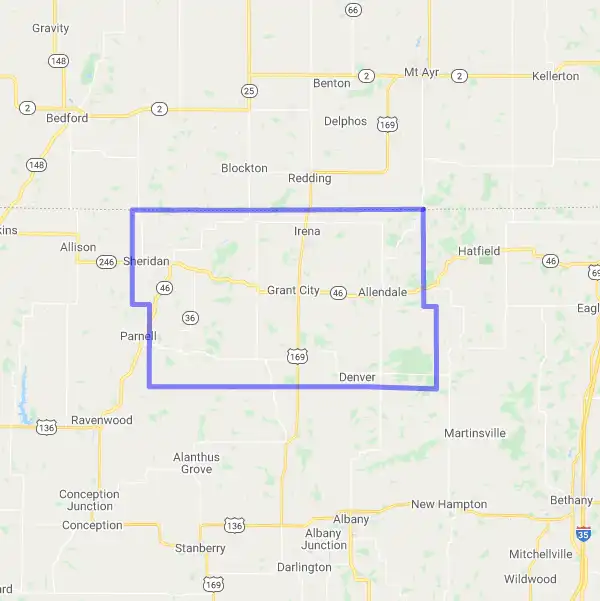 County level USDA loan eligibility boundaries for Worth, Missouri
